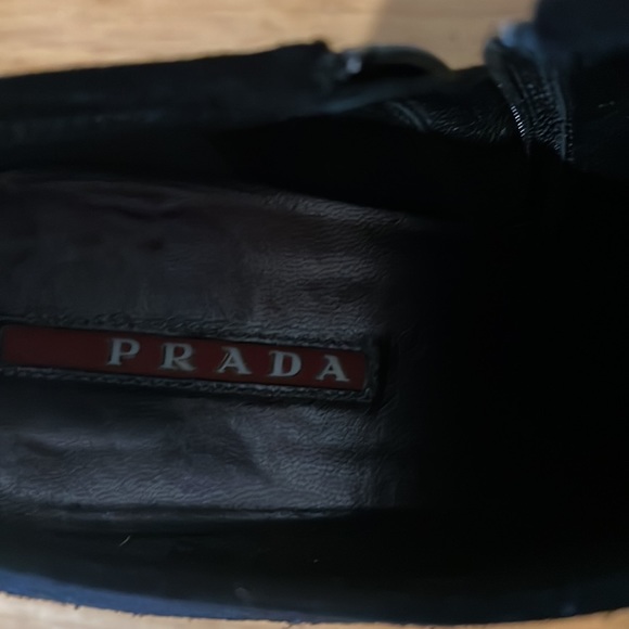 Prada heeled bootie. Black suede 6.5.  Box included. Worn twice! - Picture 2 of 3